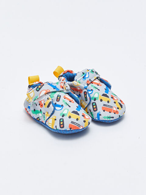 LCW STEPS Baskılı Cırt Cırtlı Erkek Bebek Yürüme Öncesi Ev Ayakkabısı - W2FN69Z1-LRW