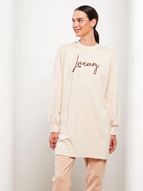 LCW Modest Crew Neck Embroidered Long Sleeve Women's Tunic