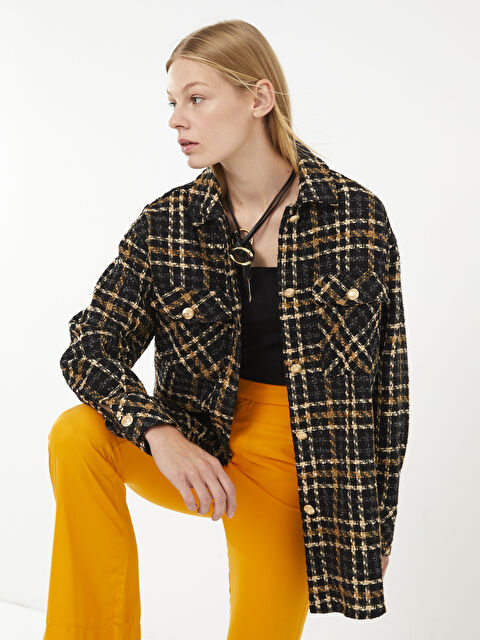 LCW Vision Ekose Uzun Kollu Kadın Gömlek Ceket - W2FP99Z8-LKX