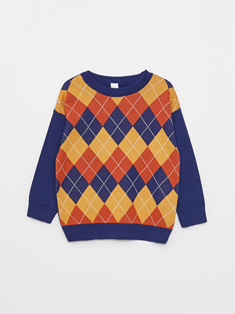 LCW baby Светр з круглим вирізом горловини, довгим рукавом, візерунковий, трикотажний для хлопчика - W2FQ46Z1-LND