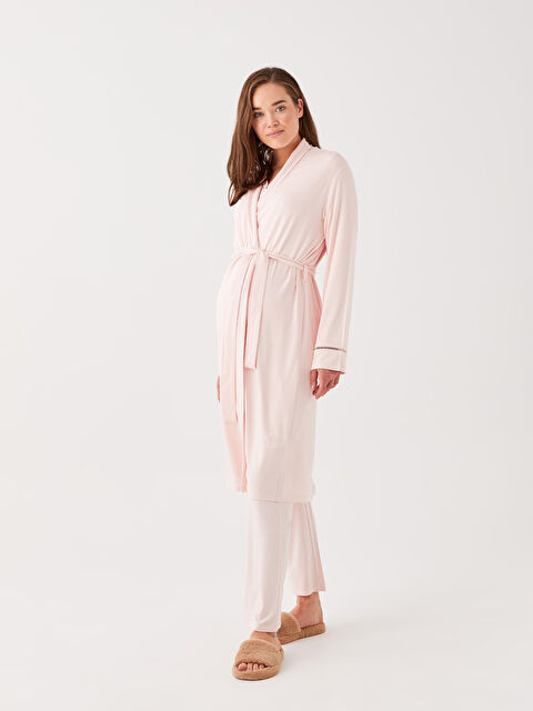 LCW DREAM Şal Yaka Düz Uzun Kollu Hamile Sabahlık - W2FS38Z8-FZZ