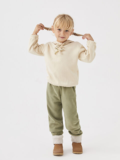 LCW baby Kapüşonlu Uzun Kollu Basic Kız Bebek Sweatshirt ve Eşofman Alt 2'li Takım - W2FT29Z1-FUP