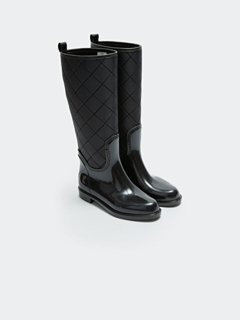 LCW STEPS Deri Görünümlü Kadın Diz Üstü Yağmur Çizmesi - W2FU18Z8-HUC