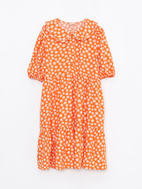 LCW Kids Bebe Yaka Desenli Kısa Kollu Viskon Kız Çocuk Elbise - W2FY74Z4-LSM