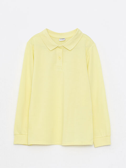 LCW ECO Polo Neck Basic Long Sleeve Girls' T-Shirt - W2G053Z4-SDH