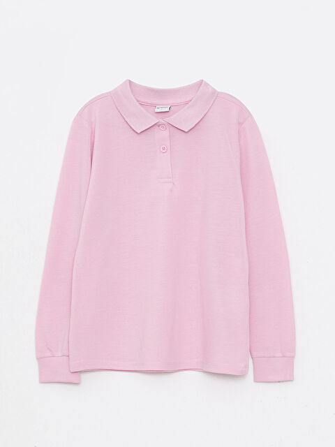 LCW ECO Polo Neck Basic Long Sleeve Girls' T-Shirt - W2G053Z4-SQZ