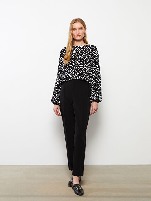 LCW ECO Crew Neck Patterned Long Sleeve Viscose Women's Blouse - W2G326Z8-CVL