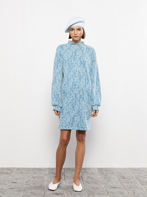 LCW Vision Dik Yaka Desenli Uzun Kollu Elbise - W2G651Z8-JQS