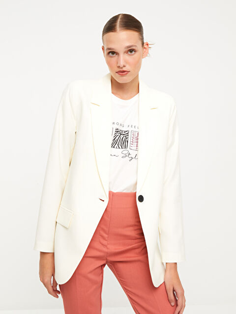 LCW Vision Önden Düğme Kapamalı Düz Uzun Kollu Kadın Blazer Ceket - W2G688Z8-FDH