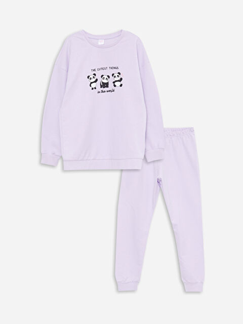 LCW ECO Комплект пижами с кръгло деколте, отпечатан, с дълъг ръкав за момичета - W2GB06Z4-G0W