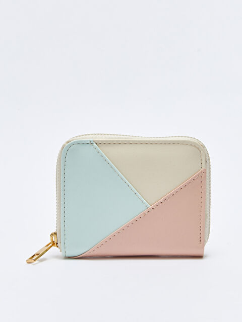 LCW ACCESSORIES Deri Görünümlü Renk Bloklu Kadın Cüzdan - W2GE06Z8-JMV