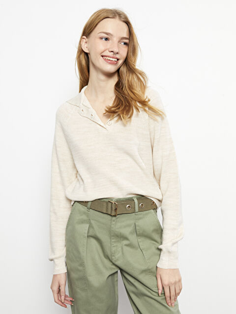 LCW Vision Polo Yaka Kadın Triko Kazak - W2GH34Z8-D4N