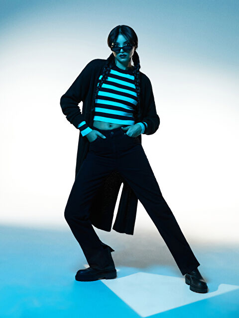 XSIDE Kadın Yüksek Bel Wideleg Düz Rodeo Jean Pantolon - W2GO11Z8-CVL