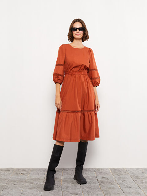 LCW Vision Bisiklet Yaka Nakışlı Poplin Elbise - W2GQ52Z8-H2C