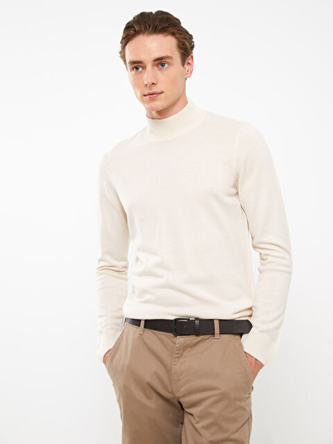 LCWAIKIKI Basic Yarım Balıkçı Yaka Uzun Kollu Erkek Triko Kazak - W2GU33Z8-FRC