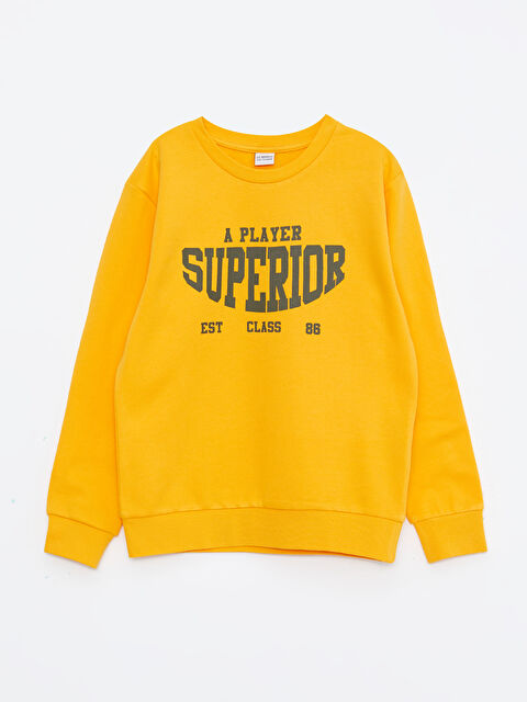 LCW Kids Bisiklet Yaka Baskılı Uzun Kollu Erkek Çocuk Sweatshirt - W2GU37Z4-G9W