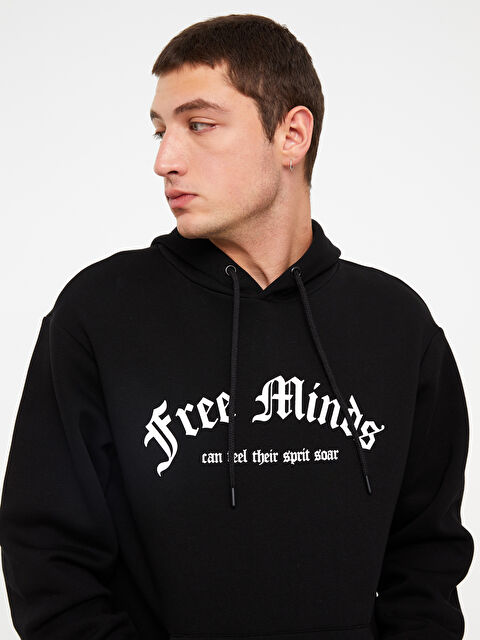 XSIDE Uzun Kollu Baskılı Erkek Kalın Hoodie - W2GY38Z8-CVL