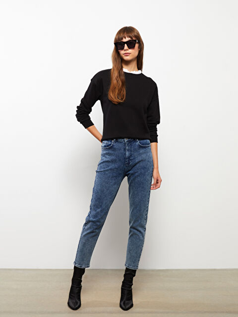 LCW Vision Women's High Waisted Mom Fit Regular Denim Trousers - W2H077Z8-507