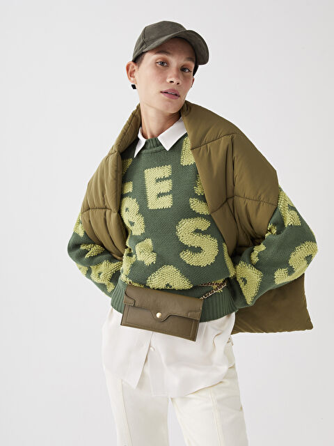 LCW Vision Свитер из трикотажа с узором и воротником-труба для женщин - W2H196Z8-HHT