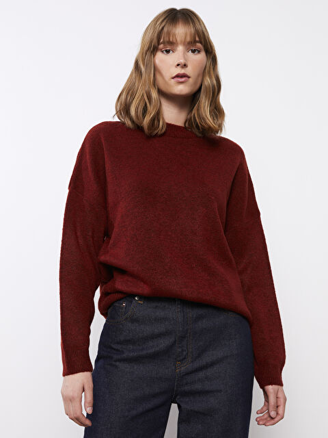 LCW Vision Bisiklet Yaka Oversize Kadın Triko Kazak - W2H483Z8-JQ5