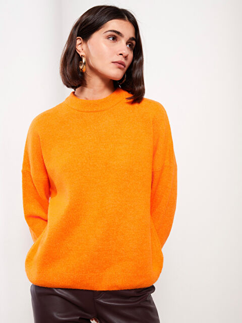 LCW Vision Bisiklet Yaka Oversize Kadın Triko Kazak - W2H483Z8-KYD