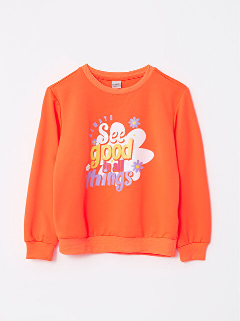 LCW Kids Bisiklet Yaka Baskılı Uzun Kollu Kız Çocuk Sweatshirt - W2H681Z4-Q0L