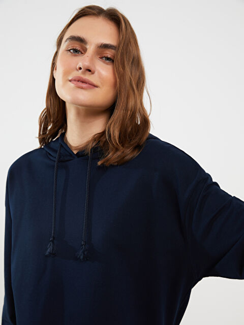 LCW ECO Kapüşonlu Düz Uzun Kollu Kadın Pijama Üst - W2H815Z8-SP7