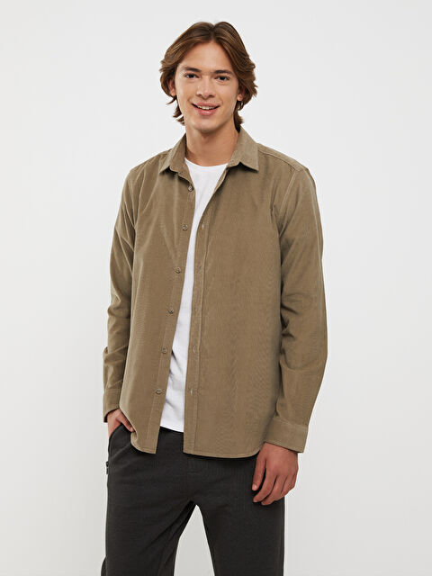 XSIDE Regular Fit Long Sleeve Velvet Men's Shirt Jacket - W2H931Z8-QRP