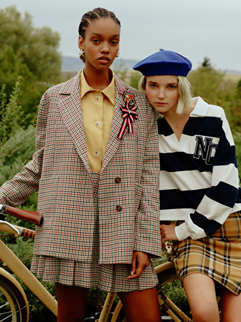 LCW Vision Önden Düğme Kapamalı Ekose Uzun Kollu Kadın Ceket - W2H994Z8-LKQ