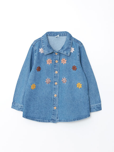 LCW baby Nakış Detaylı Kız Bebek Jean Gömlek - W2HE00Z1-507