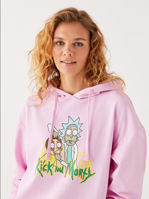 XSIDE Ricky ve Morty Baskılı Kadın Kalın Hoodie - W2HE81Z8-SQ7