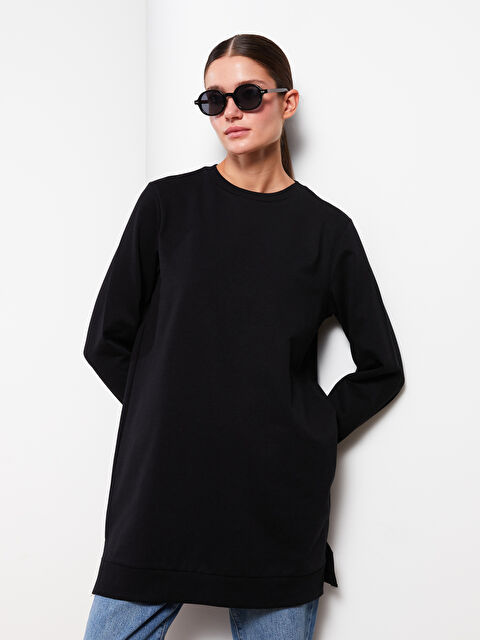 LCW Modest Crew Neck Plain Long Sleeve Women's Sweatshirt Tunic - W2HO01Z8-RQN
