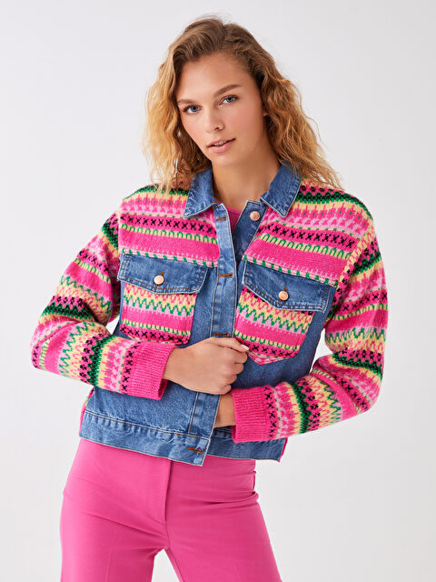 XSIDE Gömlek Yaka Desenli Kadın Ceket - W2HU08Z8-MD4