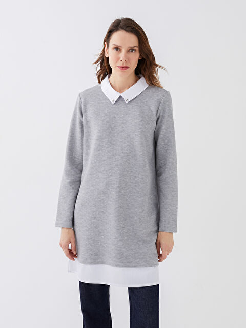 LCWAIKIKI Basic Düz Uzun Kollu Kadın Gömlek Tunik - W2ID03Z8-LAL