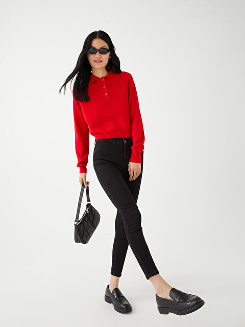 LCW Jeans نساء سروال جينز مستقيم نحيل عطارد بخصر عالي - W2IJ86Z8-327