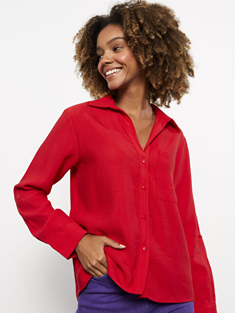 LCW Vision Buttoned Regular Long Sleeve Women's Shirt - W2IK49Z8-CRJ