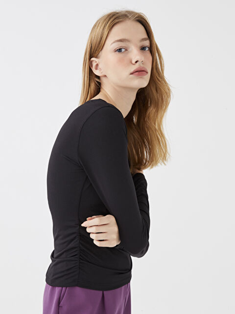 LCW Vision Bisiklet Yaka Düz Uzun Kollu Kadın Bluz - W2IN70Z8-CVL