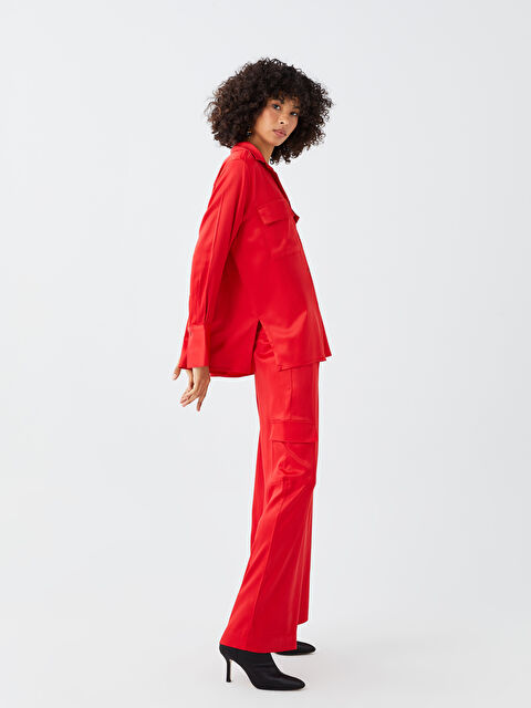 Natuvera Standart Fit Cep Detaylı Kadın Saten Pantolon - W2J443Z8-R22