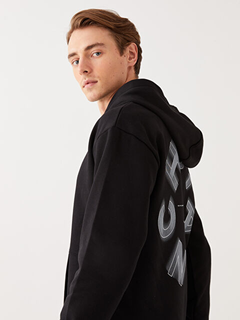 XSIDE Uzun Kollu Baskılı Erkek Kalın Hoodie - W2J585Z8-CVL