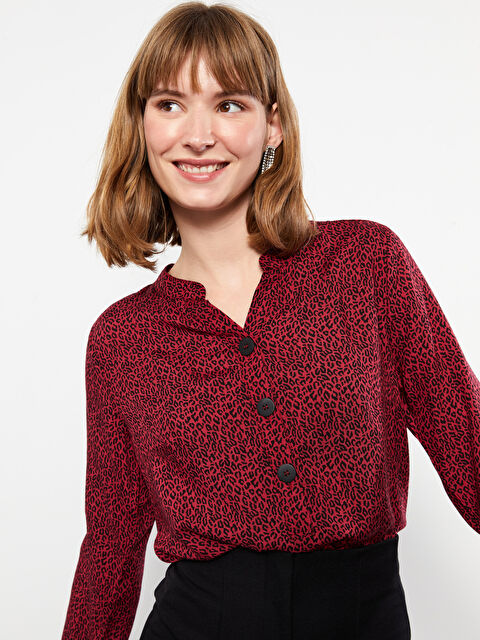 LCWAIKIKI Classic Kaçık Yaka Desenli Uzun Kollu Kadın Bluz - W2JA84Z8-LTQ