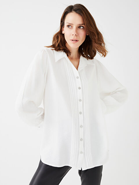 LCWAIKIKI Classic Düz Uzun Kollu Kadın Gömlek Tunik - W2JB44Z8-FEW