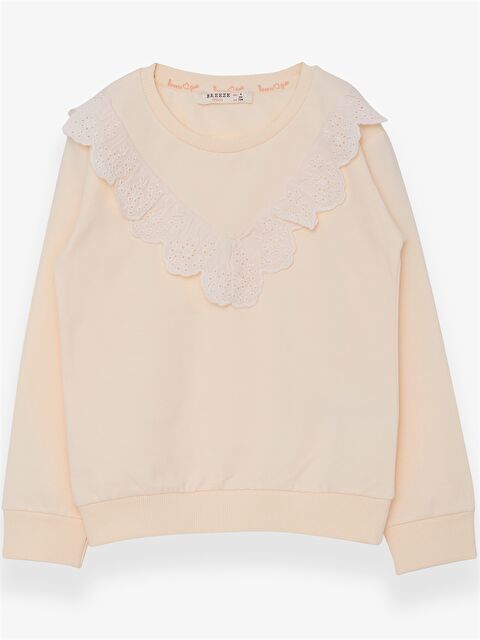 Breeze Bisiklet Yaka Fisto Detaylı Uzun Kollu Kız Çocuk Sweatshirt - W2K040Z4-26G