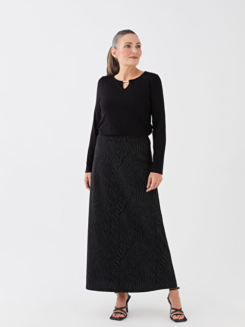 LCW Grace Beli Lastikli Desenli A Kesim Kadın Etek - W2K595Z8-MHH