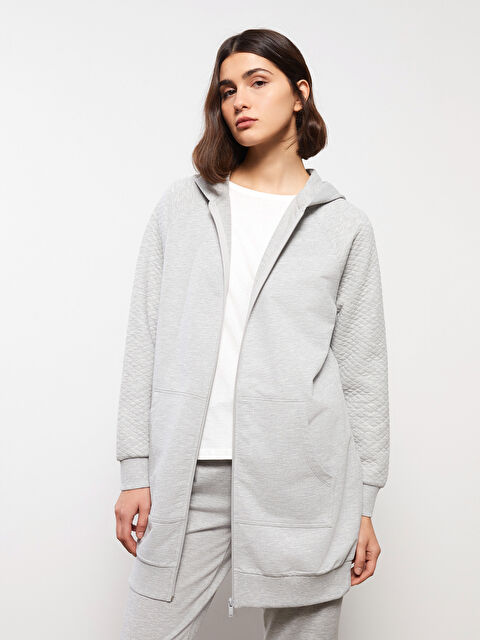 LCWAIKIKI Basic Hooded Plain Long Sleeve Women's Sports Cardigan - S30009Z8-CT3