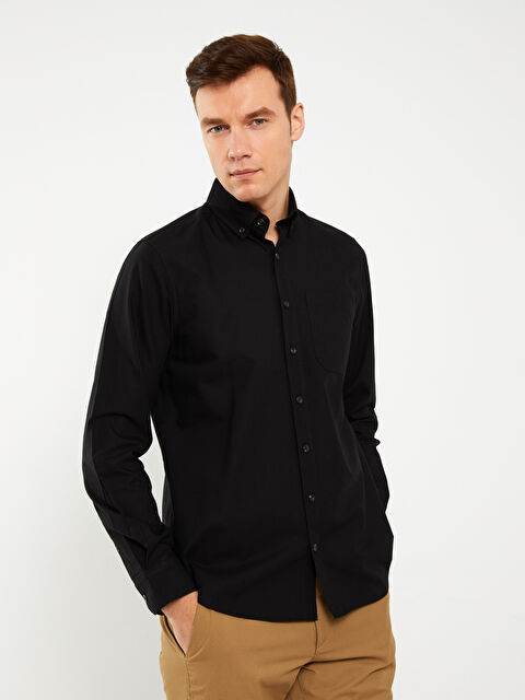 LCWAIKIKI Basic Regular Fit Long Sleeve Oxford Men's Shirt - S30085Z8-RQL