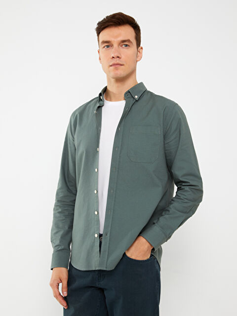 LCWAIKIKI Basic Regular Fit Uzun Kollu Oxford Erkek Gömlek - S30085Z8-SWL
