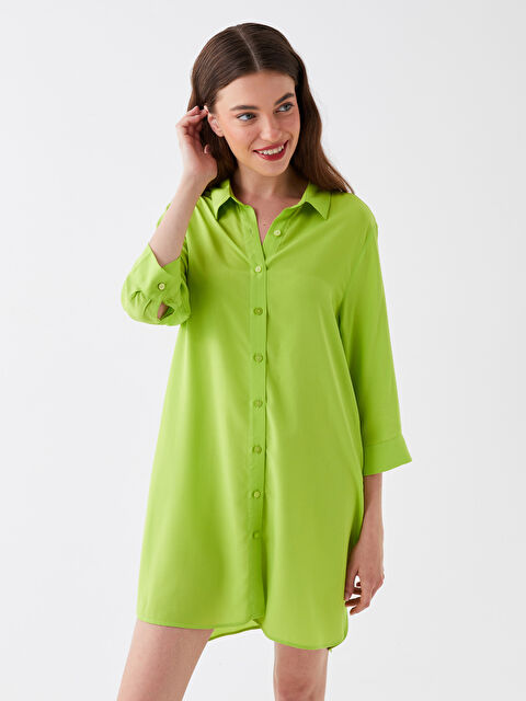 LCW DREAM Gömlek Yaka Düz Uzun Kollu Kadın Plaj Elbisesi - S30089Z8-GGQ