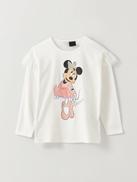 LCW Kids Crew Neck Minnie Mouse Printed Long Sleeve Girls' T-Shirt - S30185Z4-R9J