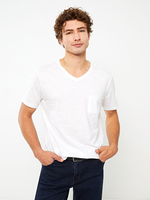 XSIDE V-Neck Short Sleeve Jersey Men's T-Shirt - S30224Z8-Q6K