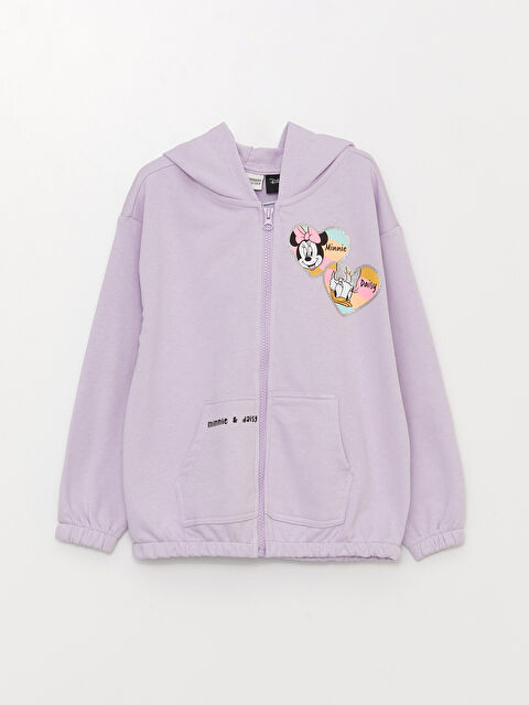 LCW Kids Hoodie Girl Minnie Mouse and Daisy Duck Printed Long Sleeve Zippered Sweatshirt - S30270Z4-G0W